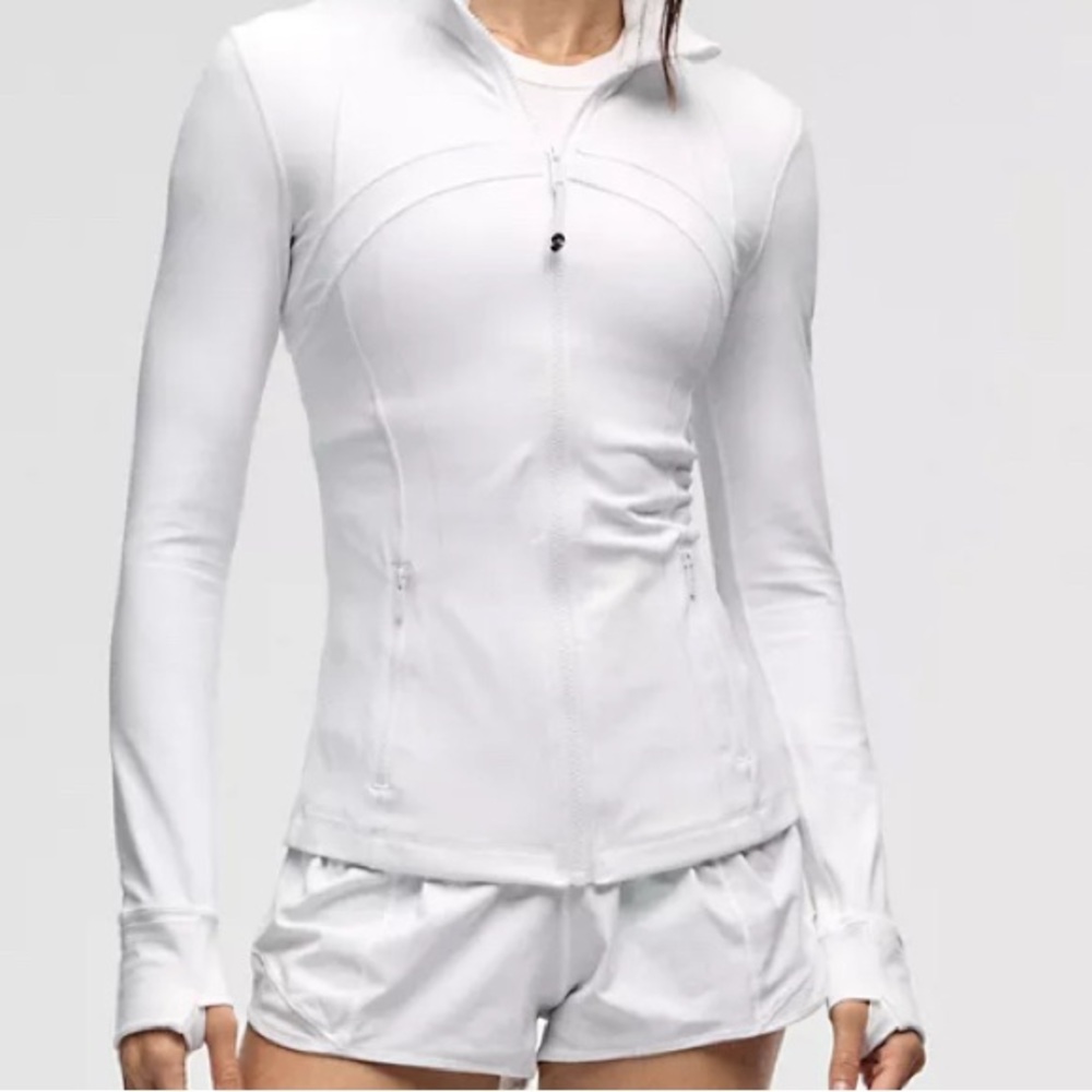 White Athletic Zip-Up Jacket and Shorts Set